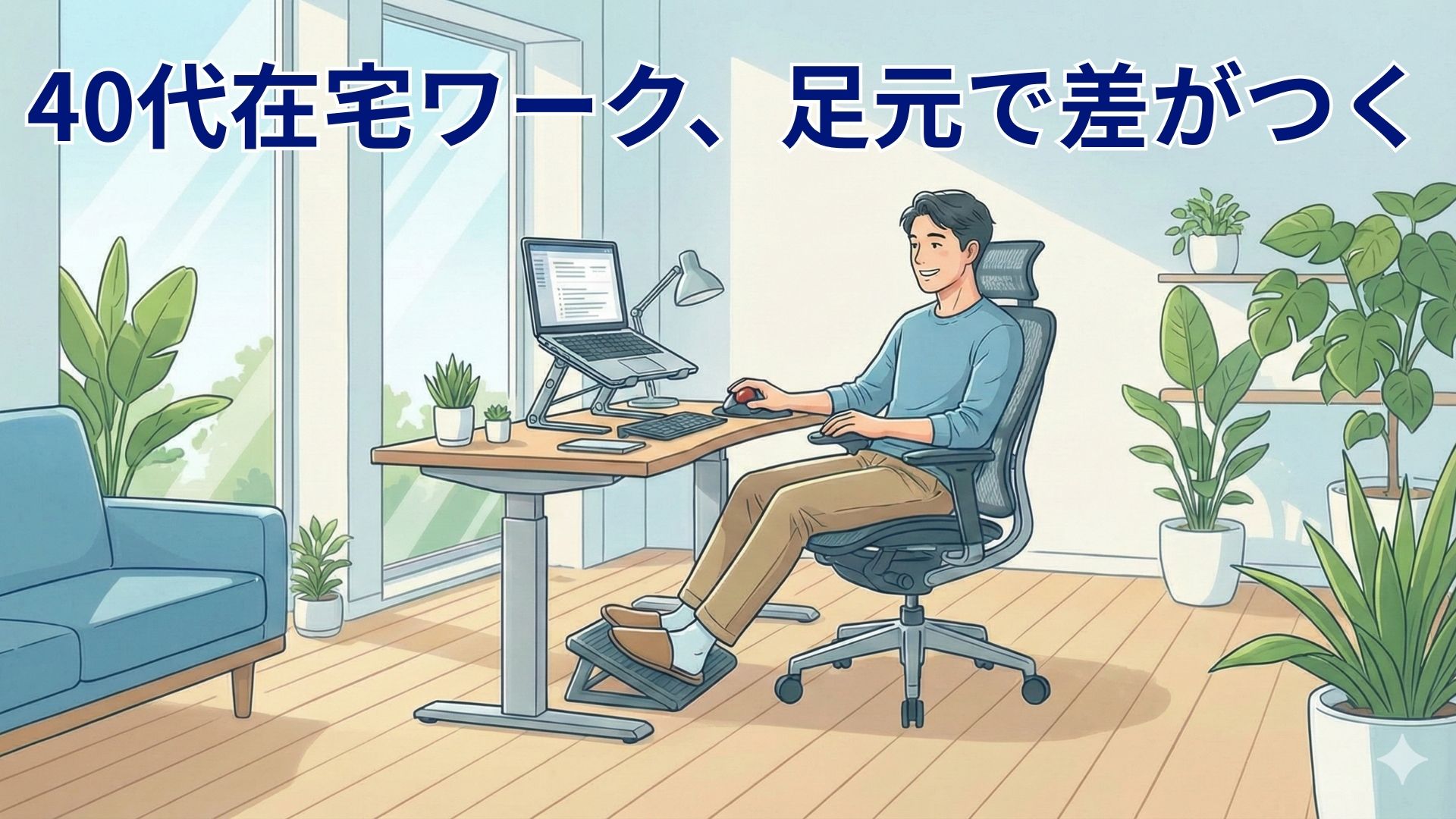 40代在宅ワークのフットレスト活用イメージ