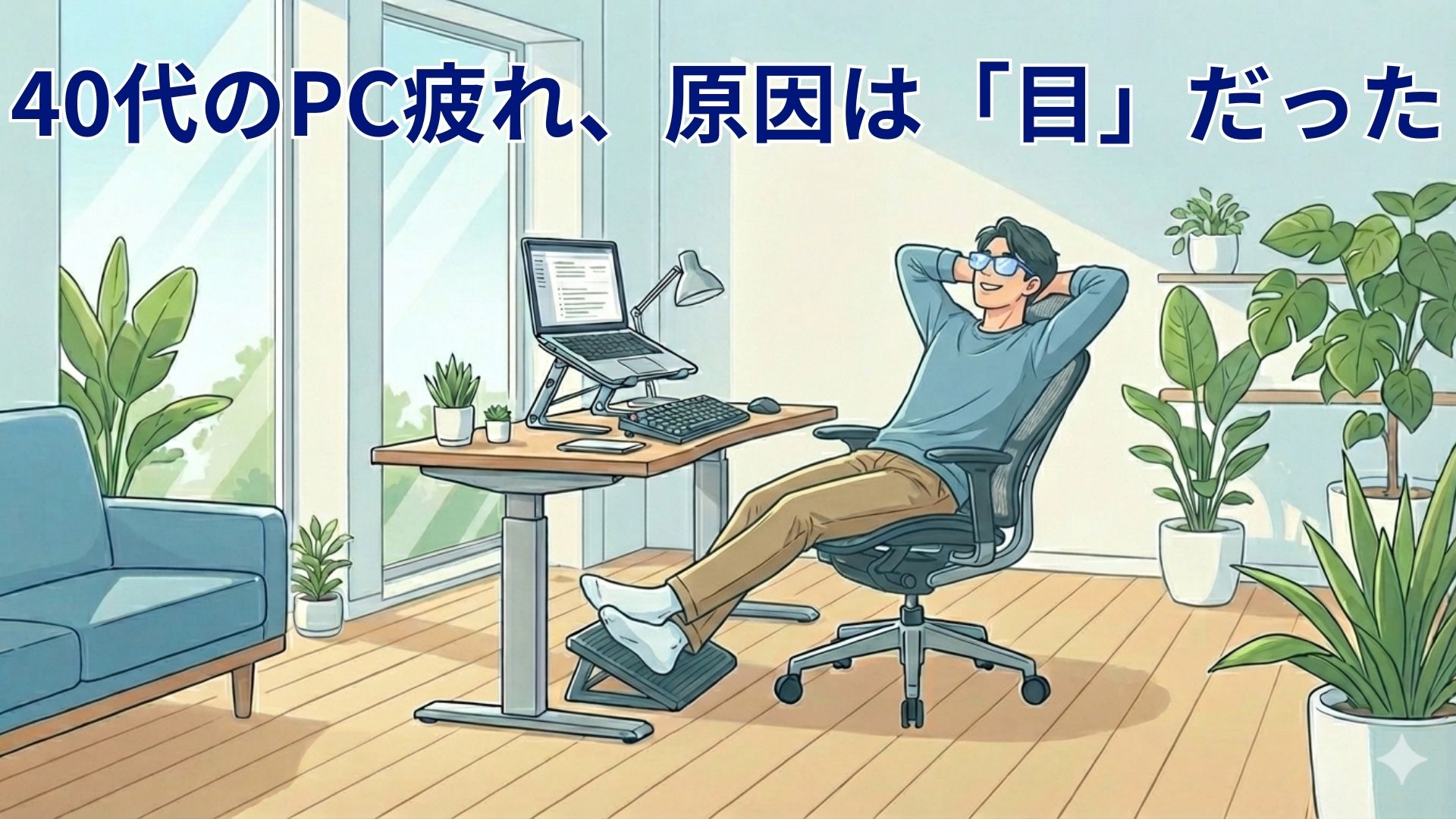 40代の在宅ワーカー向けブルーライト対策