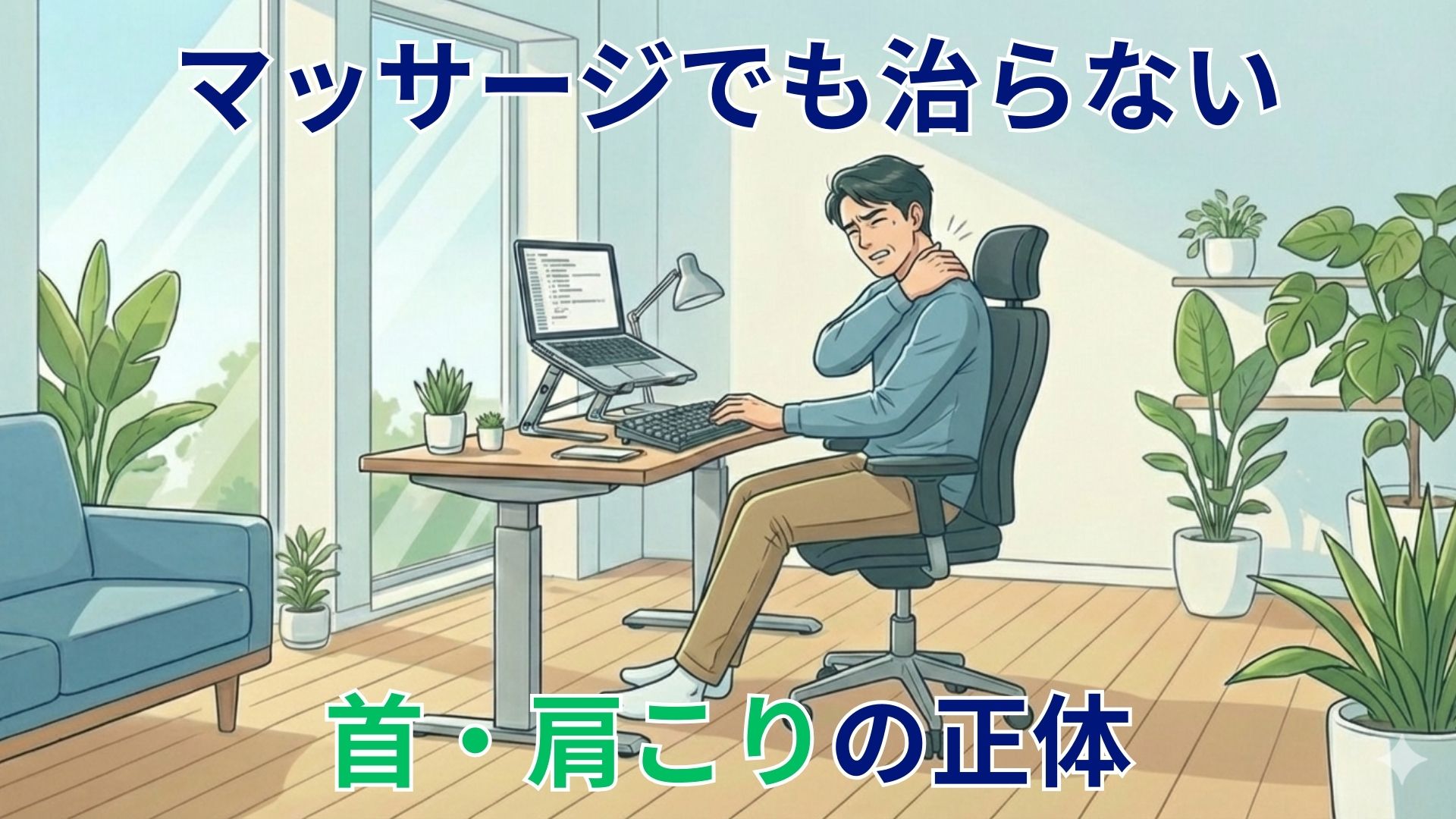 40代在宅ワークで首・肩こりに悩む男性のPC作業環境