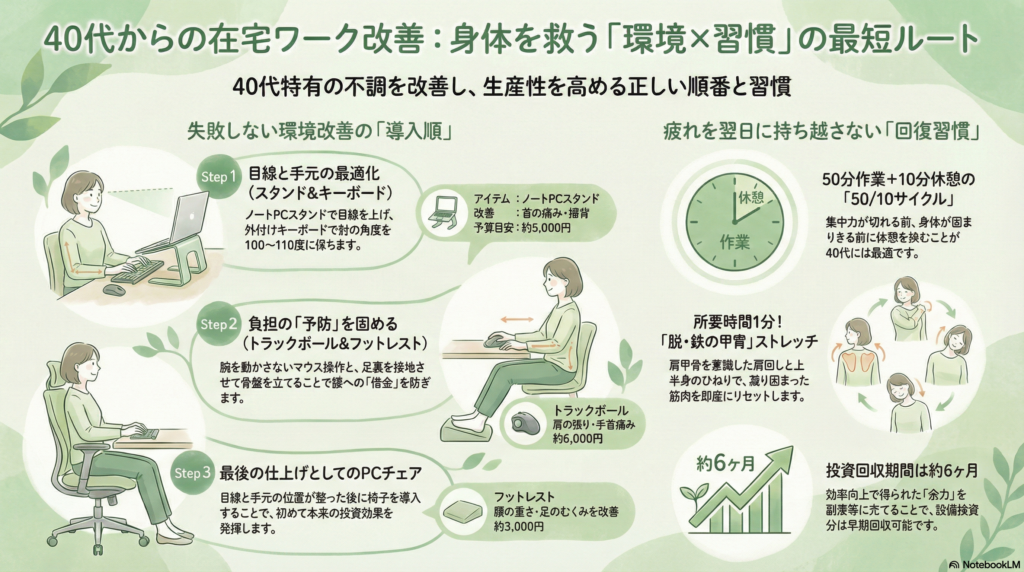 40代からの在宅ワーク改善の図